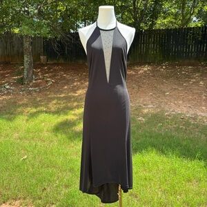 90s y2k vintage Jessica McClintock for Gunne Sax black halter neck dress 🍸